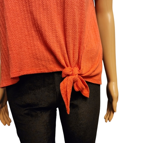 Melissa Paige Coral Knit Short Sleeve Side Tie Top - Picture 3 of 9